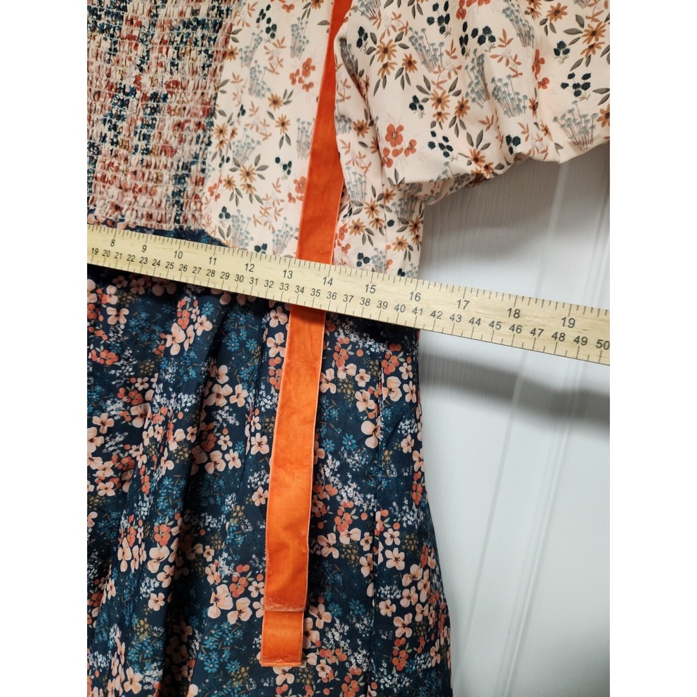 Ivy City Co Flowers For All Dress Womens XL Short sleeve Midi Cottage Peasant - Picture 8 of 10